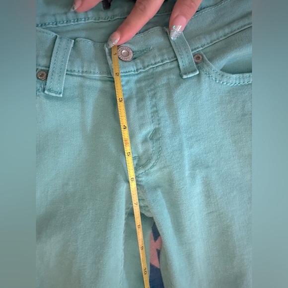 Levi’s Women's 524 Too Super Low Lightly Distressed Teal Skinny Jeans Levi Jeans - Picture 11 of 15